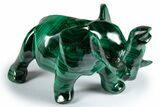 Polished Banded Malachite Elephant Carving - DR Congo #335566-1